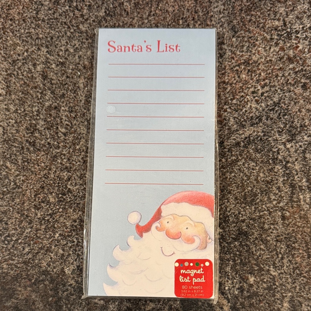 Santa's List Magnetic Notepad - Red and White